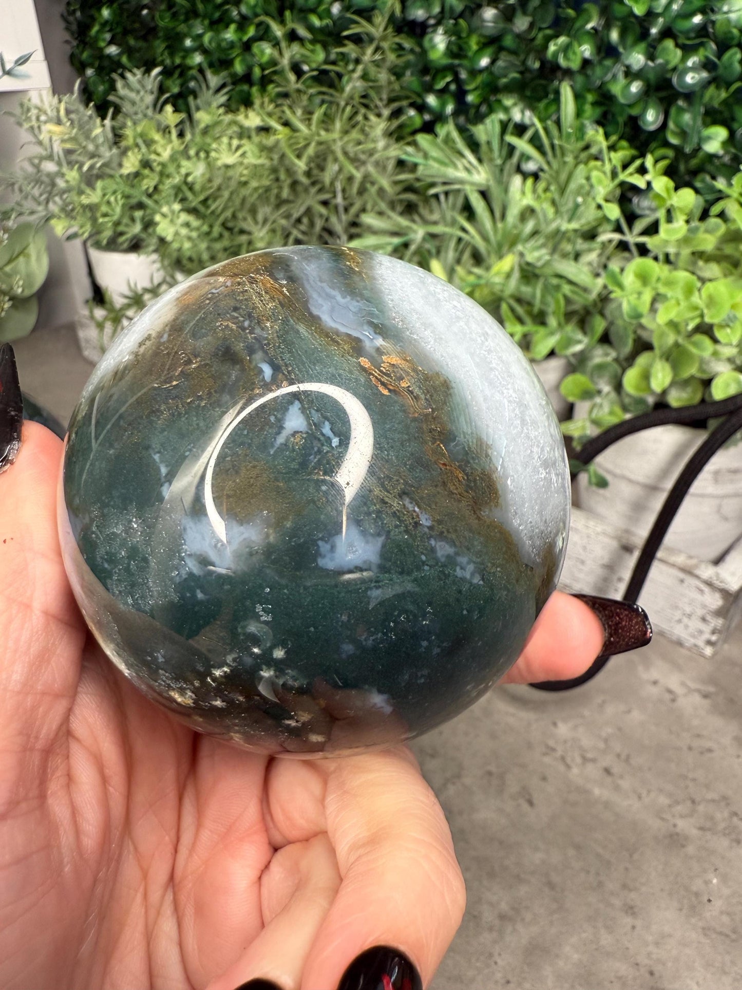 Druzy Moss Agate Crystal Spheres - multiple