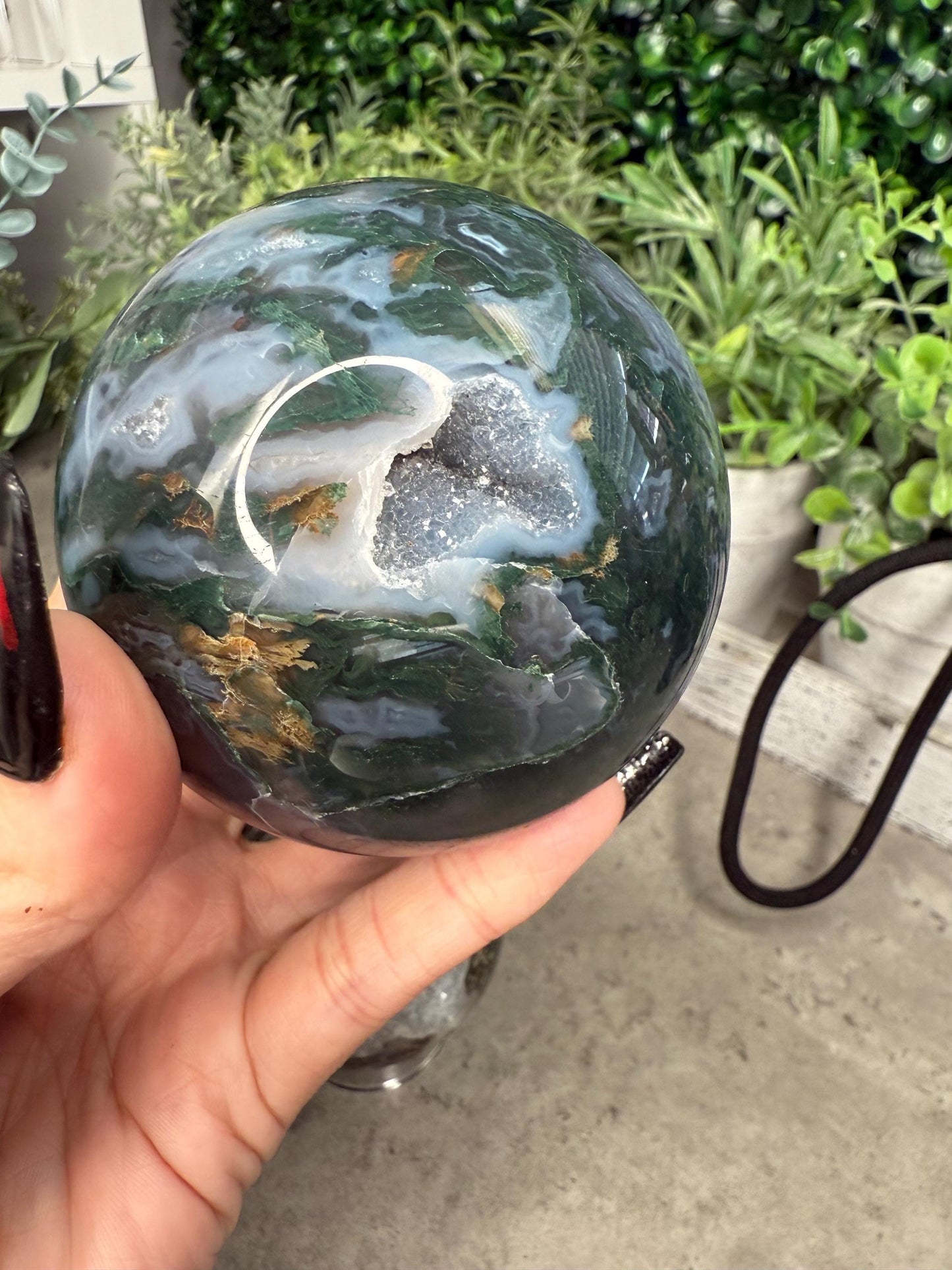 Druzy Moss Agate Crystal Spheres - multiple