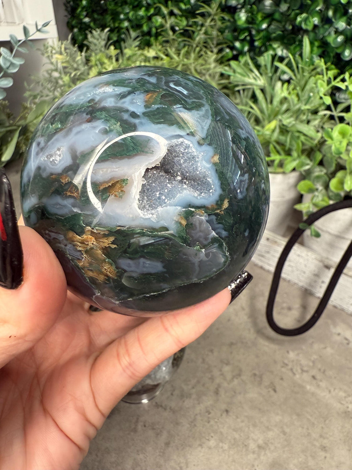 Druzy Moss Agate Crystal Spheres - multiple