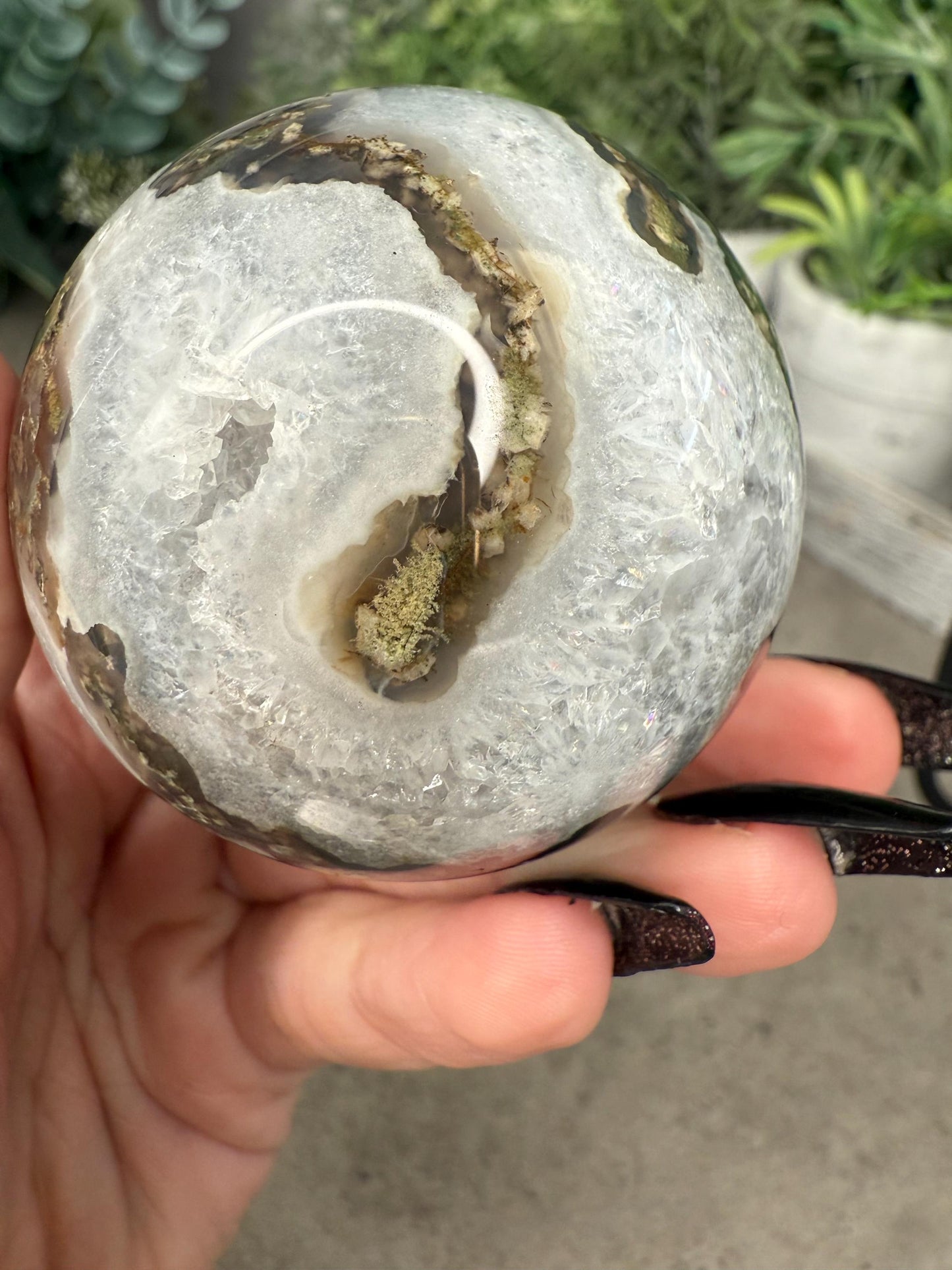 Druzy Moss Agate Crystal Spheres - multiple