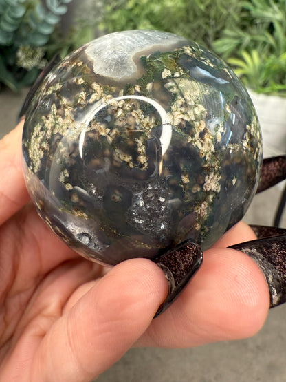 Druzy Moss Agate Crystal Spheres - multiple