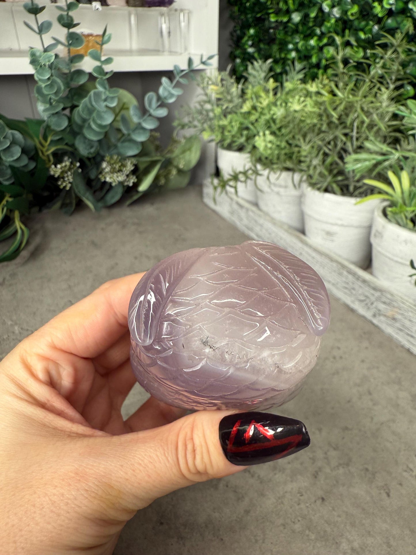 Hand-Carved Druzy Agate Owl Crystal Carving
