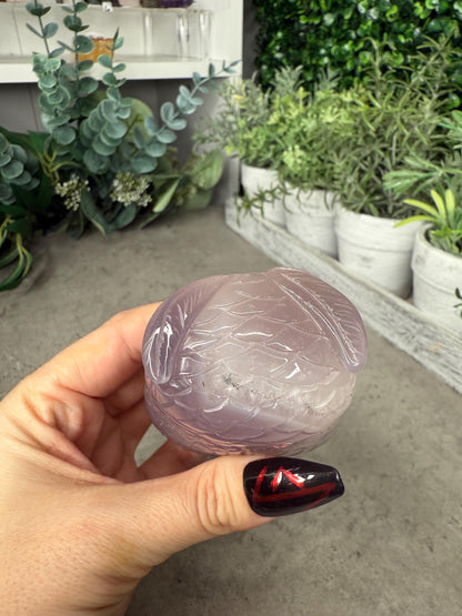 Hand-Carved Druzy Agate Owl Crystal Carving