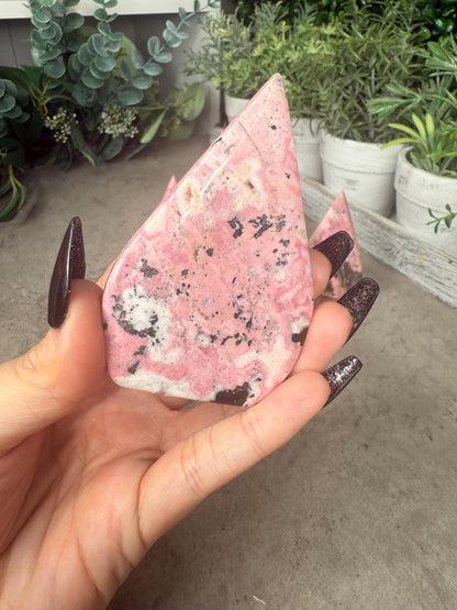 Peruvian Rhodonite Crystal Teardrop Crystal Carvings
