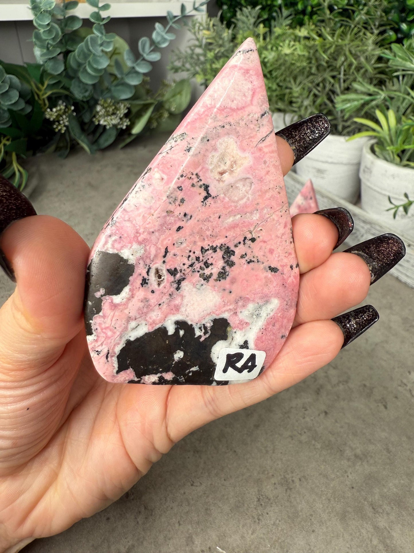 Peruvian Rhodonite Crystal Teardrop Crystal Carvings