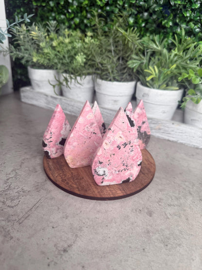 Peruvian Rhodonite Crystal Teardrop Crystal Carvings