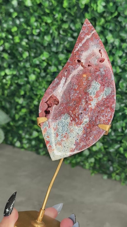 Red Marcasite Teardrop Freeform Crystal carving - Indonesia