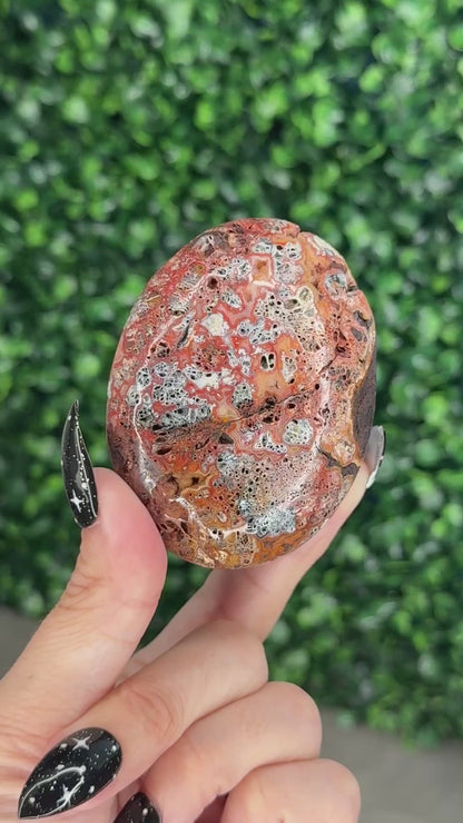 Red Marcasite palmstone Crystal carving N - Indonesia