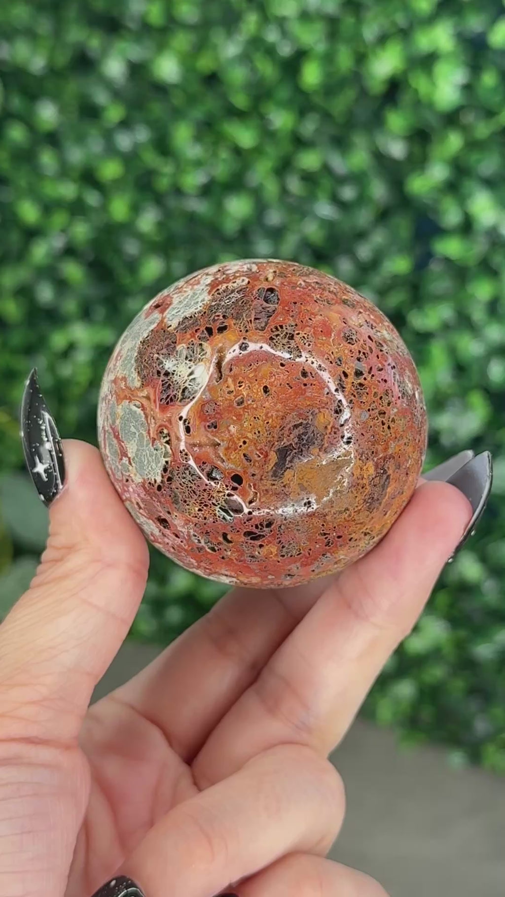 Red Marcasite Sphere Crystal carving O - Indonesia
