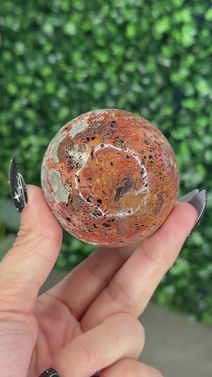 Red Marcasite Sphere Crystal carving O - Indonesia