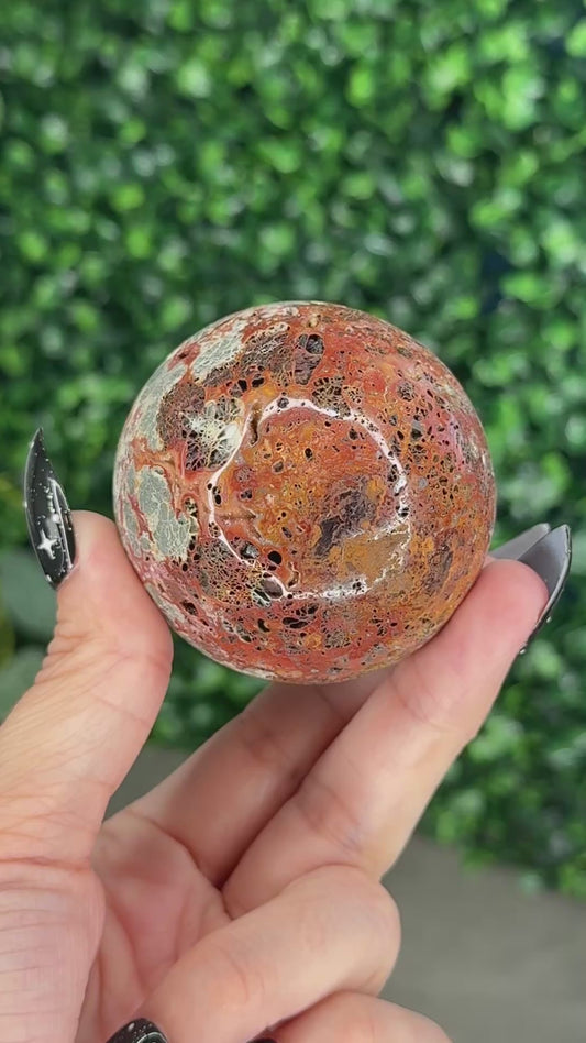 Red Marcasite Sphere Crystal carving O - Indonesia