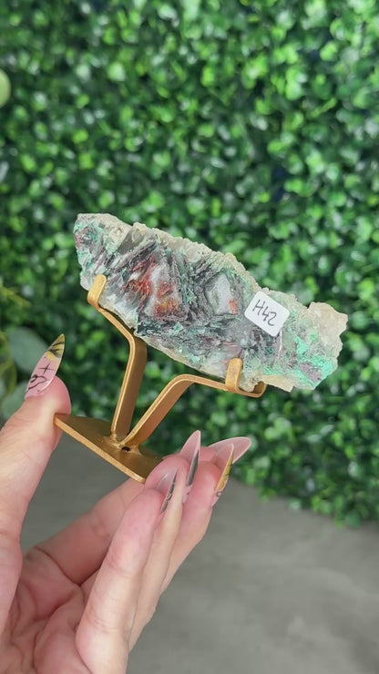 Chrysocolla with Native Copper in Chalcedony